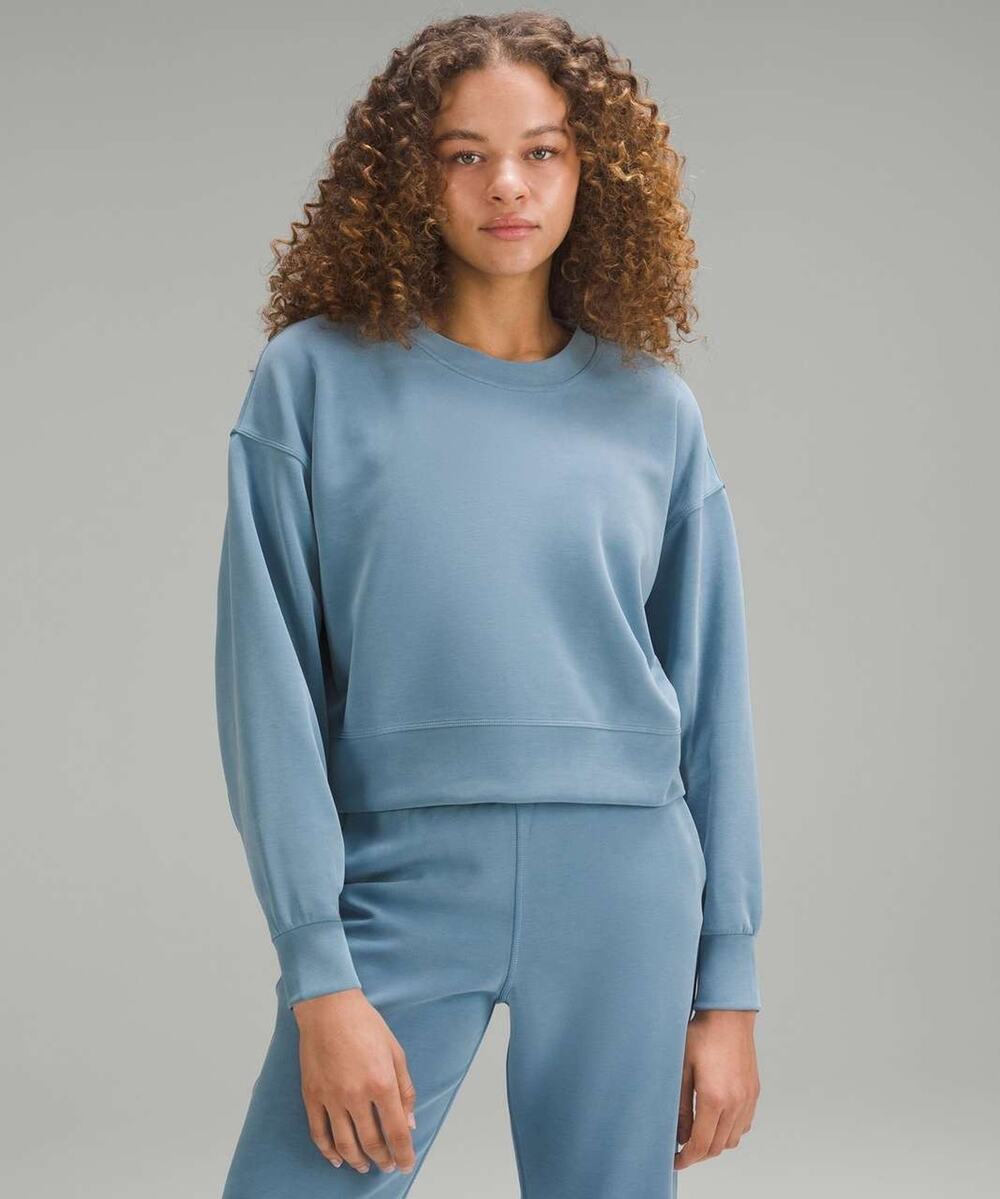 Lululemon Softstreme Perfectly Oversized Cropped Utility Blue Sweatshirt US 2